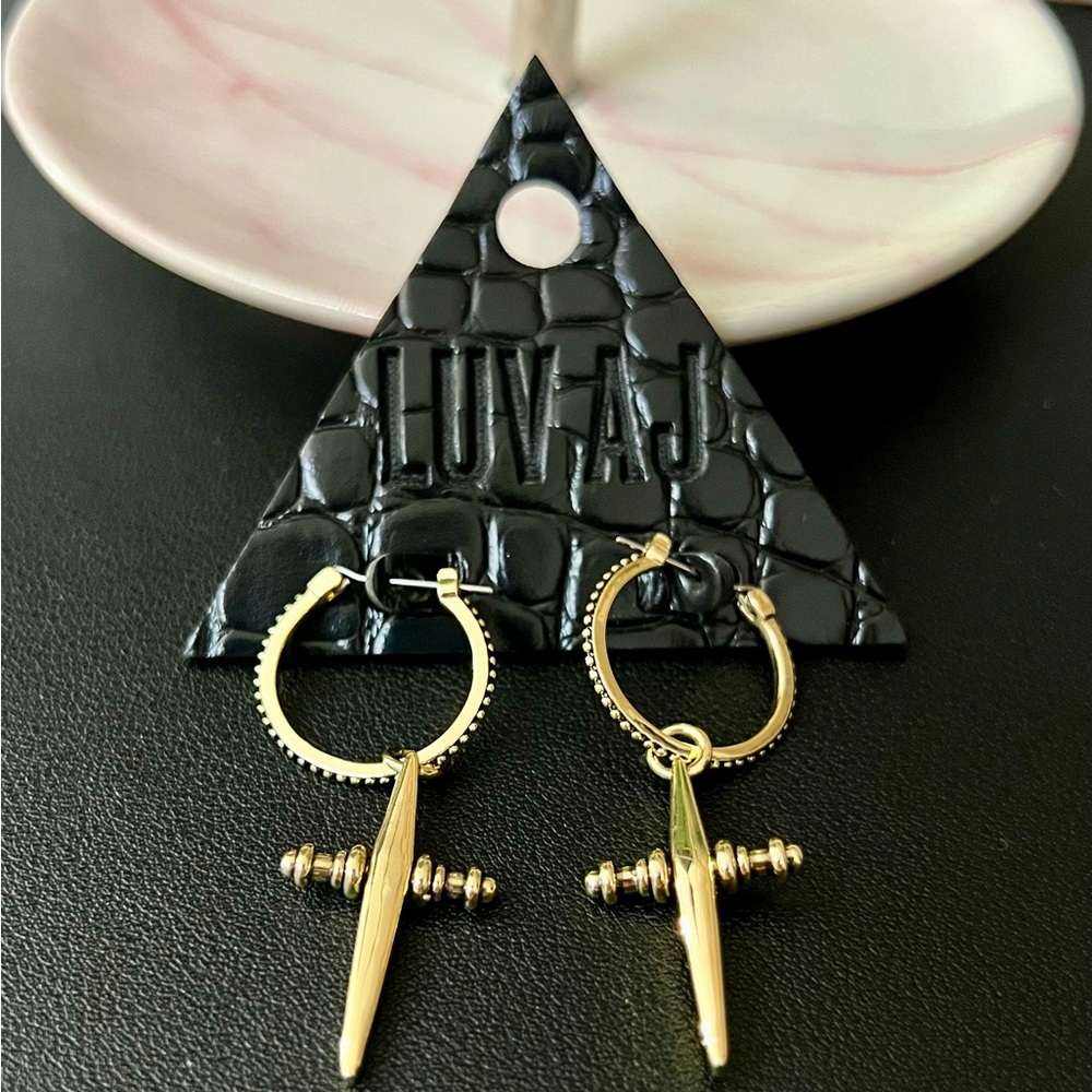 LUV AJ Classic Cross Gold Statement Earrings
